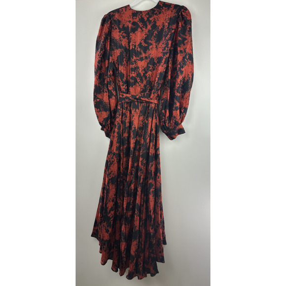 Anthropologie x Caballero Silky Abstract Wrap Midi Dress Red & Black Anthro XS - Picture 12 of 16